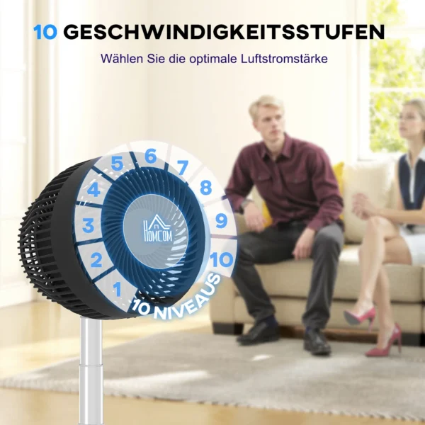 Staande ventilator usb oplaadbare ventilator met afstandsbediening verstelbare helling oscillatie 10 snelheidsniveaus timer in hoogte verstelbare telescoopventilator voor kantoor camping 8