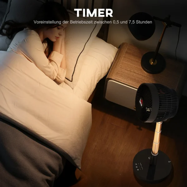 Staande ventilator usb oplaadbare ventilator met afstandsbediening verstelbare helling oscillatie 10 snelheidsniveaus timer in hoogte verstelbare telescoopventilator voor kantoor camping 9
