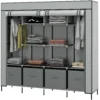 Stoffenkast kledingkast met kledingstang 10 vakken 4 lades garderobe vlies look donkergrijs voor slaapkamer & gang 1