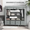 Stoffenkast kledingkast met kledingstang 10 vakken 4 lades garderobe vlies look donkergrijs voor slaapkamer & gang 5
