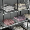 Stoffenkast kledingkast met kledingstang 10 vakken 4 lades garderobe vlies look donkergrijs voor slaapkamer & gang 9