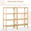 Strandrek 4 laags boekenrek van bamboe 62x33x112cm voor kantoor opslag keuken natuur 6