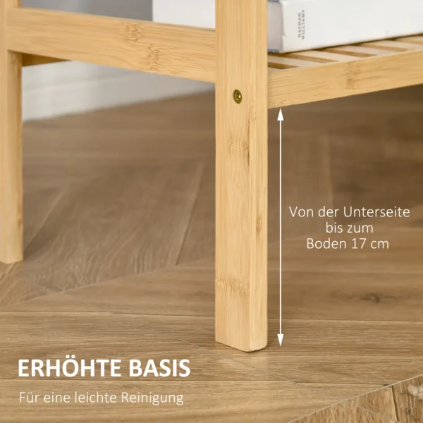 Strandrek 4 laags boekenrek van bamboe 62x33x112cm voor kantoor opslag keuken natuur 7