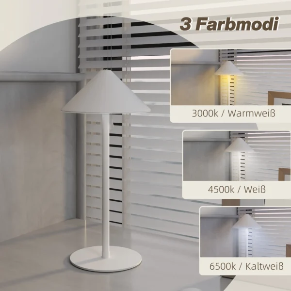 Tafellamp 2 delige set met 3 lichtkleuren, oplaadbare usb a+c nachtlamp met touch schakelaar voor woonkamer, slaapkamer metaal, wit 5