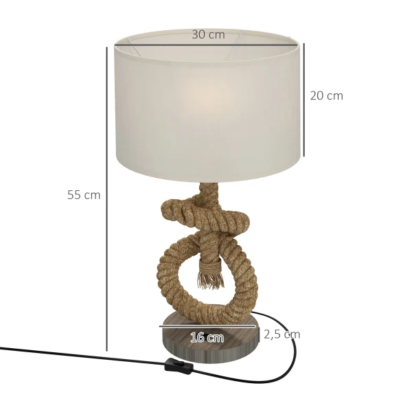 Tafellamp led tafellamp usb oplaadbaar, nachtkastlamp, lampvoet e27, metaal linnen, crèmewit 30 x 30 x 55 cm 4