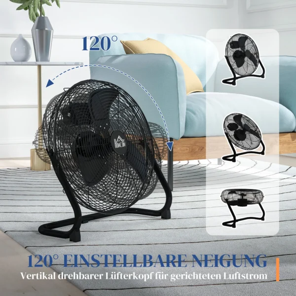 Tafelventilator elektrische ventilator met 3 snelheidsniveaus, 120° verstelbare hoek voor thuis, kantoor, slaapkamer, zwart 6