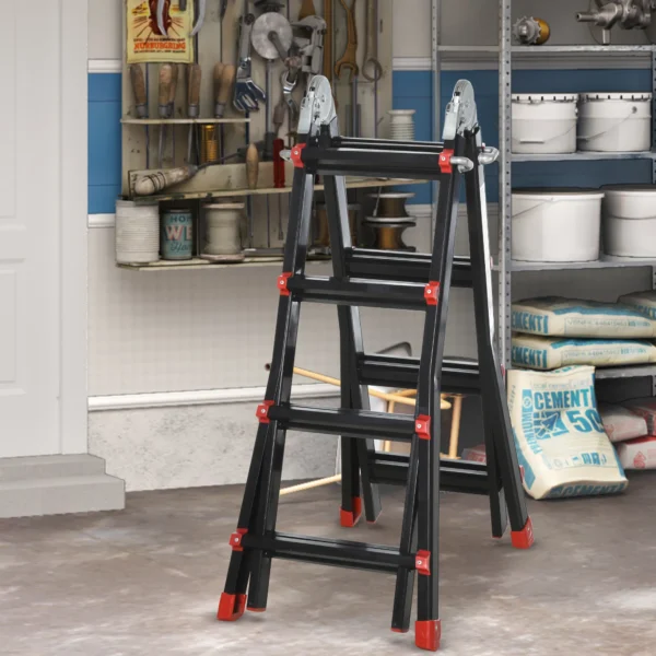 Telescopische vouwladder, 4m aluminium ladder antislip aluminium ladder a frame telescopische uitschuifladder tot 150 kg draagvermogen 2