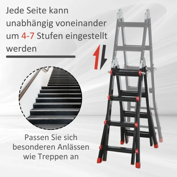 Telescopische vouwladder, 4m aluminium ladder antislip aluminium ladder a frame telescopische uitschuifladder tot 150 kg draagvermogen 5