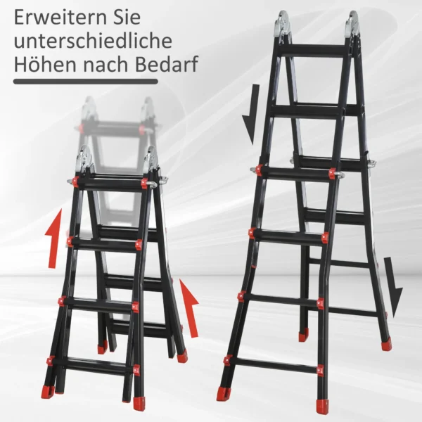 Telescopische vouwladder, 4m aluminium ladder antislip aluminium ladder a frame telescopische uitschuifladder tot 150 kg draagvermogen 7