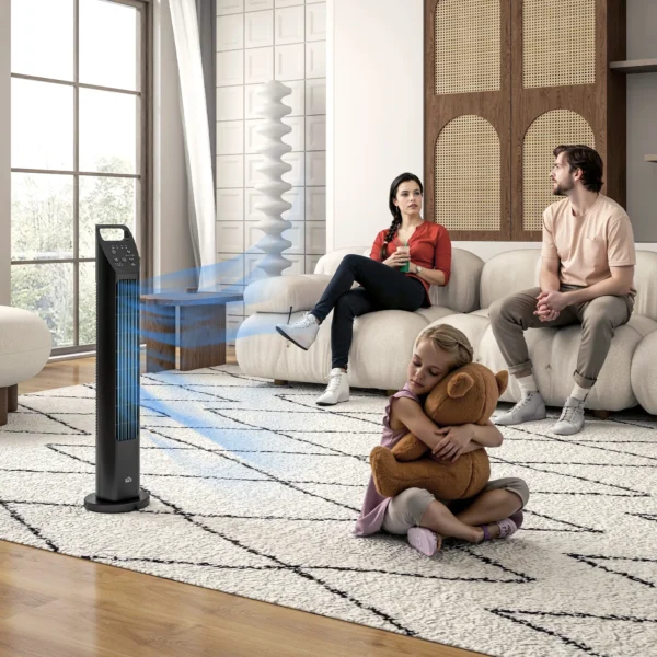 Torenventilator, staande ventilator met 3 modi, afstandsbediening, 50w ventilator met 4h timer, 75° oscillatie, voor slaapkamer, zwart 10