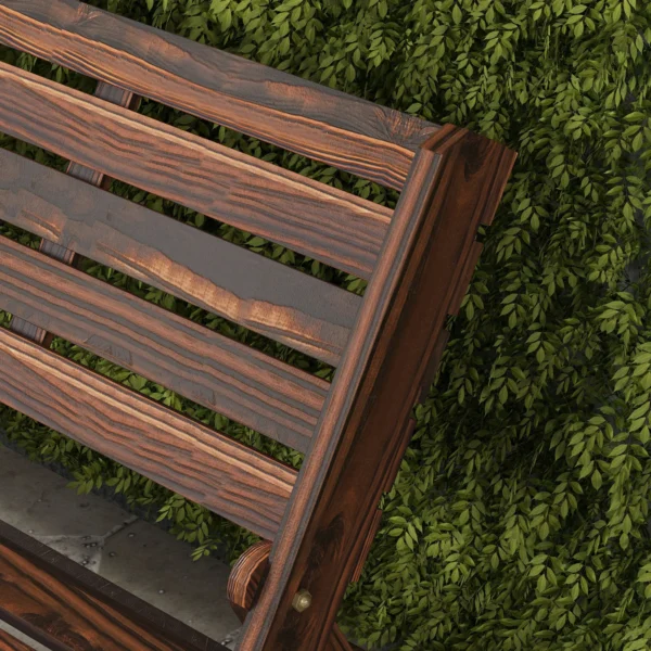 Tuinbank, 2 zits bank, houten bank met rugleuning, parkbank, tot 250 kg belastbaar, voor tuin, balkon, verkoold, 122 x 63 x 83 cm 10