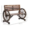 Tuinbank 2 zits houten bank met wagenwiel armleuningen in landhuisstijl, sparrenhout, bruin, 105,5x56x79cm 4