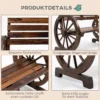 Tuinbank 2 zits houten bank met wagenwiel armleuningen in landhuisstijl, sparrenhout, bruin, 105,5x56x79cm 6