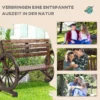Tuinbank 2 zits houten bank met wagenwiel armleuningen in landhuisstijl, sparrenhout, bruin, 105,5x56x79cm 8
