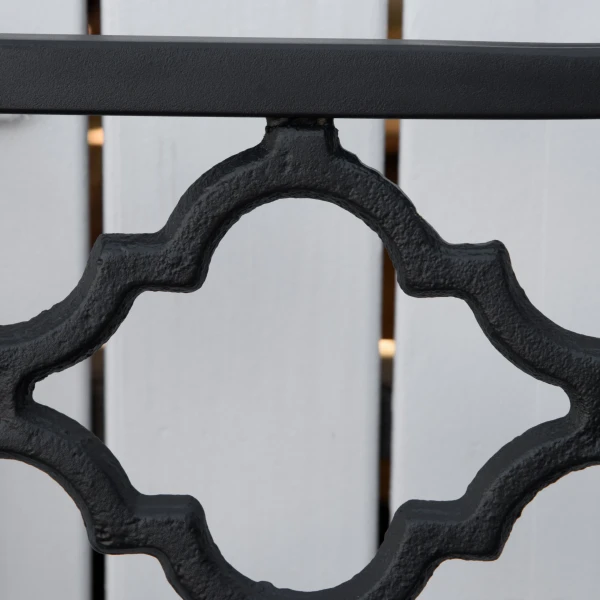 Tuinbank 2 zits van gietijzer 128x58,5x89 cm met rug en armleuningen, snelle afwatering en hoge stabiliteit in zwart 9