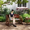 Tuinbank hout, 2 zits bank met rug en armleuningen, houten bank in wielvorm, weerbestendige parkbank 240kg belastbaar, balkonbank voor balkon terras, tuin, 110 x 55 x 80 cm, verkoold 2