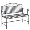 Tuinbank zitbank 2 personen parkbank armleuning metalen bank tuin balkon terras tot 220kg grijs 155x54x96cm 1