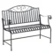 Tuinbank zitbank 2 personen parkbank armleuning metalen bank tuin balkon terras tot 220kg grijs 155x54x96cm 1