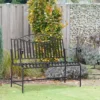 Tuinbank zitbank 2 personen parkbank armleuning metalen bank tuin balkon terras tot 220kg grijs 155x54x96cm 2