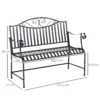 Tuinbank zitbank 2 personen parkbank armleuning metalen bank tuin balkon terras tot 220kg grijs 155x54x96cm 4