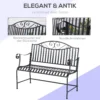 Tuinbank zitbank 2 personen parkbank armleuning metalen bank tuin balkon terras tot 220kg grijs 155x54x96cm 6