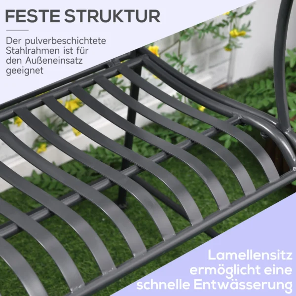 Tuinbank zitbank 2 personen parkbank armleuning metalen bank tuin balkon terras tot 220kg grijs 155x54x96cm 7