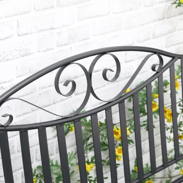 Tuinbank zitbank 2 personen parkbank armleuning metalen bank tuin balkon terras tot 220kg grijs 155x54x96cm 9