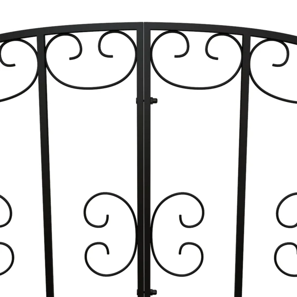 Tuinbrug staal 1,19 m vijverbrug met leuning en bloemenpatroon, decoratieve brug tot 120 kg voor balkon en terras, zwart 8