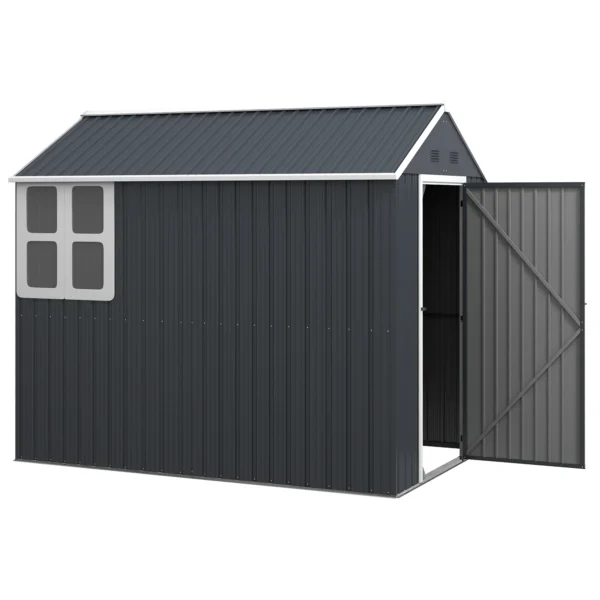 Tuinhuisje van staal 4㎡ met venster, afsluitbare tuinkast 259 x 172 x 222 cm, tuinhuis voor balkon terras donkergrijs 1