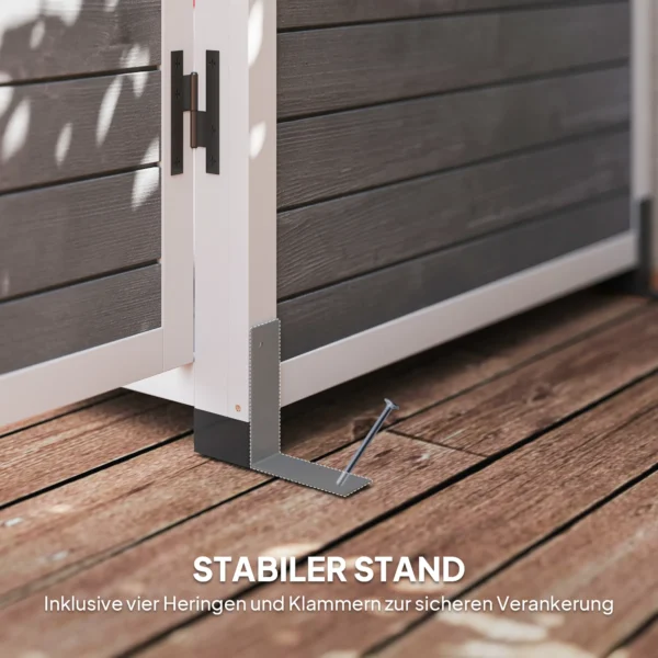 Tuinkast hout, gereedschapsschuur met afsluitbare deur 2 ramen bodemplaat asfalt zadeldak opslag 91x69x192cm, weerbestendige gereedschapskast, tuinhuis voor tuin, terras, lichtgrijs 7