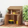 Tuinkast hout, gereedschapsschuur met trapsgewijs schuin dak, opvouwbare plank, tafel, dubbele deuren 110 x 54 x 136 cm, weerbestendige gereedschapskast, tuinhuisje tuinschuur voor tuin, terras, natuurhout 2