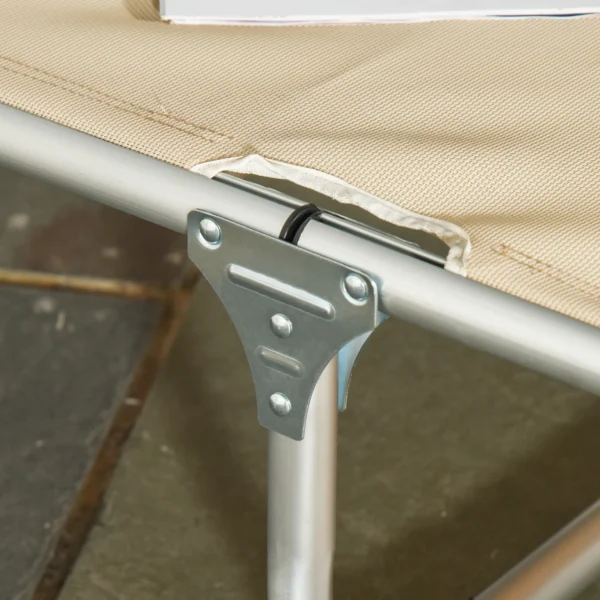 Tuinligstoel alu 5 voudig verstelbaar opvouwbaar ergonomisch, netstof beige 170x60x76cm voor tuin & terras 10