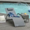 Tuinligstoelen met kussens zonneligstoel relaxstoel ergonomisch aluminium texteline grijs 160 x 60 x 65 cm 2