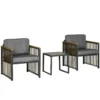 Tuinmeubelset 3 delig. bistroset met salontafel & 2 stoelen, tuinzitgroep met kussens, grijs, ideaal voor terras & balkon 1