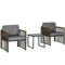 Tuinmeubelset 3 delig. bistroset met salontafel & 2 stoelen, tuinzitgroep met kussens, grijs, ideaal voor terras & balkon 1