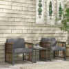 Tuinmeubelset 3 delig. bistroset met salontafel & 2 stoelen, tuinzitgroep met kussens, grijs, ideaal voor terras & balkon 2