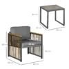 Tuinmeubelset 3 delig. bistroset met salontafel & 2 stoelen, tuinzitgroep met kussens, grijs, ideaal voor terras & balkon 4