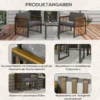 Tuinmeubelset 3 delig. bistroset met salontafel & 2 stoelen, tuinzitgroep met kussens, grijs, ideaal voor terras & balkon 8