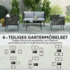 Tuinmeubelset 4 personen weerbestendig balkonmeubelset met 2 zits bank, stoel glazen tafel zitkussens outdoor zitgroep tuinset tuinlounge voor tuin balkon lichtgrijs 5