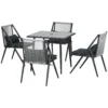 Tuinmeubelset 5 delig zitgroep met tafel en 4 stoelen, balkonmeubilair met paraplu gat, duurzaam polyester in donkergrijs 1