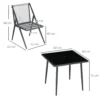 Tuinmeubelset 5 delig zitgroep met tafel en 4 stoelen, balkonmeubilair met paraplu gat, duurzaam polyester in donkergrijs 4