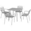 Tuinmeubelset eettafel met 4 stapelbare stoelen, tuinset van staal in lichtgrijs voor terras & balkon 1