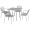 Tuinmeubelset eettafel met 4 stapelbare stoelen, tuinset van staal in lichtgrijs voor terras & balkon 1