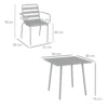 Tuinmeubelset eettafel met 4 stapelbare stoelen, tuinset van staal in lichtgrijs voor terras & balkon 4