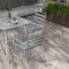 Tuinmeubelset eettafel met 4 stapelbare stoelen, tuinset van staal in lichtgrijs voor terras & balkon 8