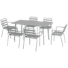Tuinmeubelset eettafel met 6 stapelbare stoelen voor balkon & terras, staal lichtgrijs, weerbestendig & modern 1