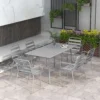Tuinmeubelset eettafel met 6 stapelbare stoelen voor balkon & terras, staal lichtgrijs, weerbestendig & modern 2