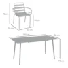 Tuinmeubelset eettafel met 6 stapelbare stoelen voor balkon & terras, staal lichtgrijs, weerbestendig & modern 4