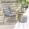 Tuinmeubelset eettafel met 6 stapelbare stoelen voor balkon & terras, staal lichtgrijs, weerbestendig & modern 5