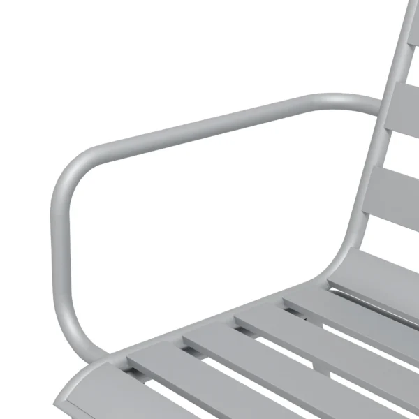 Tuinmeubelset eettafel met 6 stapelbare stoelen voor balkon & terras, staal lichtgrijs, weerbestendig & modern 9